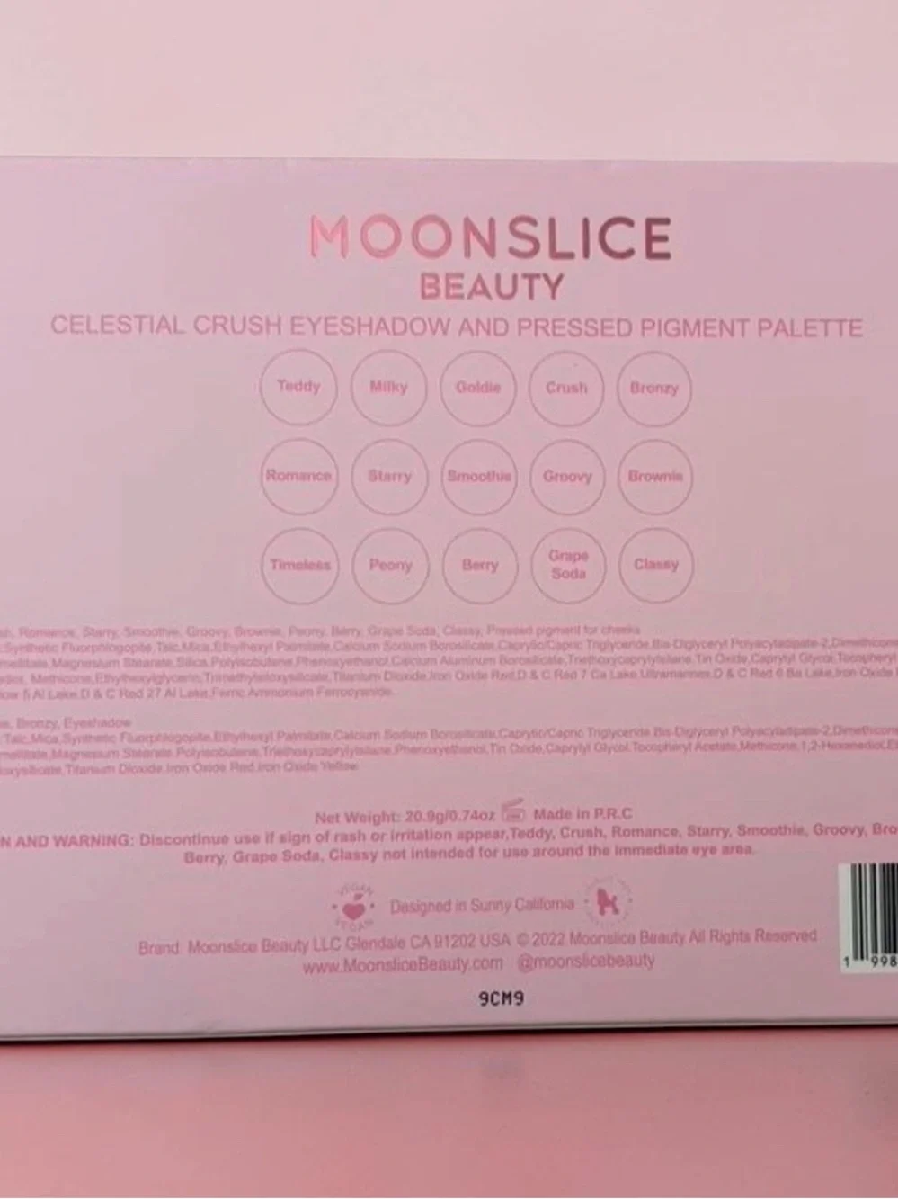 MOONSLICE Beauty 15 Pan Eyeshadow Palette Pink Shimmer NIB Makeup Beauty